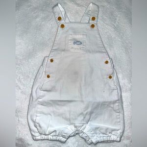 Janie & Jack White Overalls w/ front pocket • GREAT CONDITION • size 6-12 mos